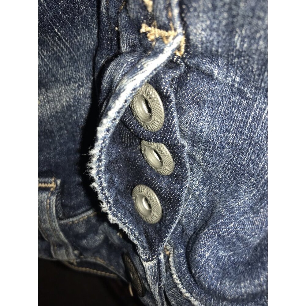 Silver Jean Women 26x27 Kennie Button Fly Distressed Stretch Fabric Straight Cut - Picture 8 of 11